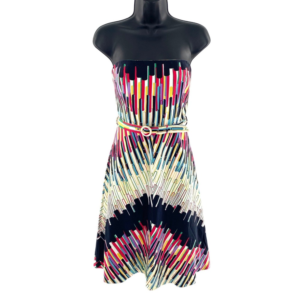 Tracy Reese New York Colorful Strapless Silk Cotton Blend‎ Dress Size 4 Cocktail